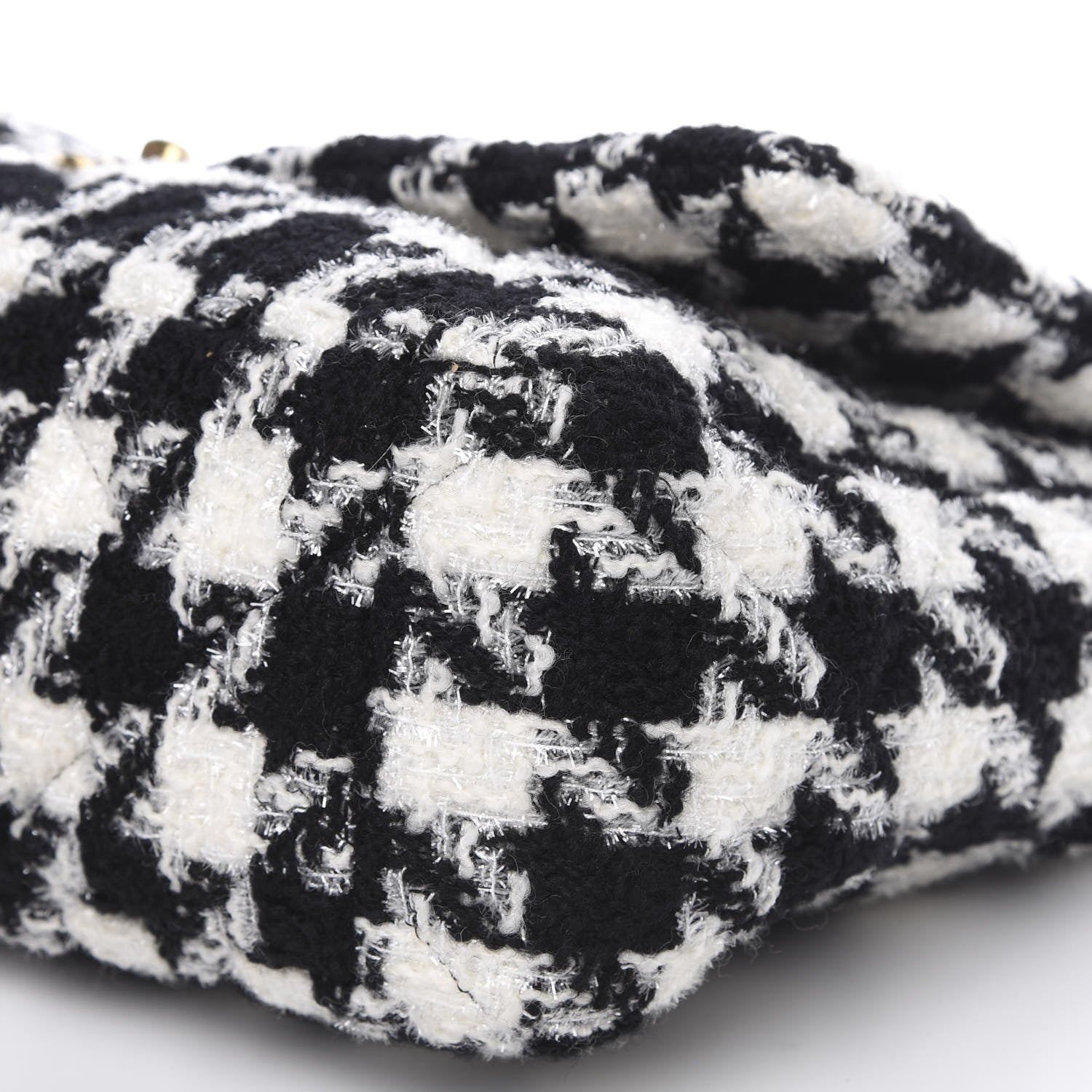 Chanel Tweed Quilted Maxi 19 Flap Black Ecru White 10 of 11