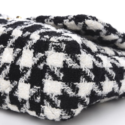 Chanel Tweed Quilted Maxi 19 Flap Black Ecru White 10 of 11