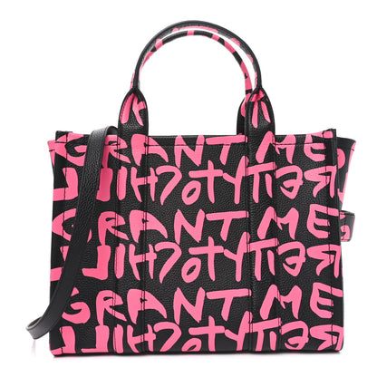 Marc Jacobs X STEPHEN SPROUSE Grained Calfskin Medium The Tote Bag Pink 1 of 9