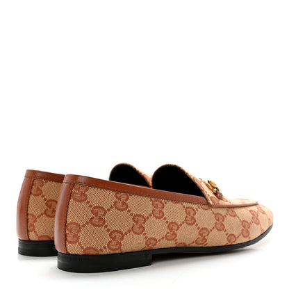 Gucci Canvas GG Monogram Horsebit Womens Jordaan Loafers 36 Beige Ruggine 4 of 9