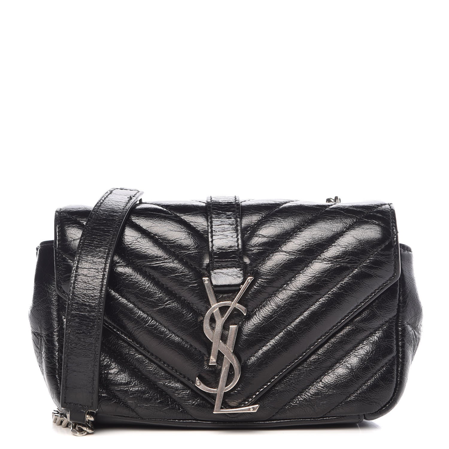 Saint Laurent Sheepskin Matelasse Chevron Monogram Classic Baby Chain Bag Black 1 of 10