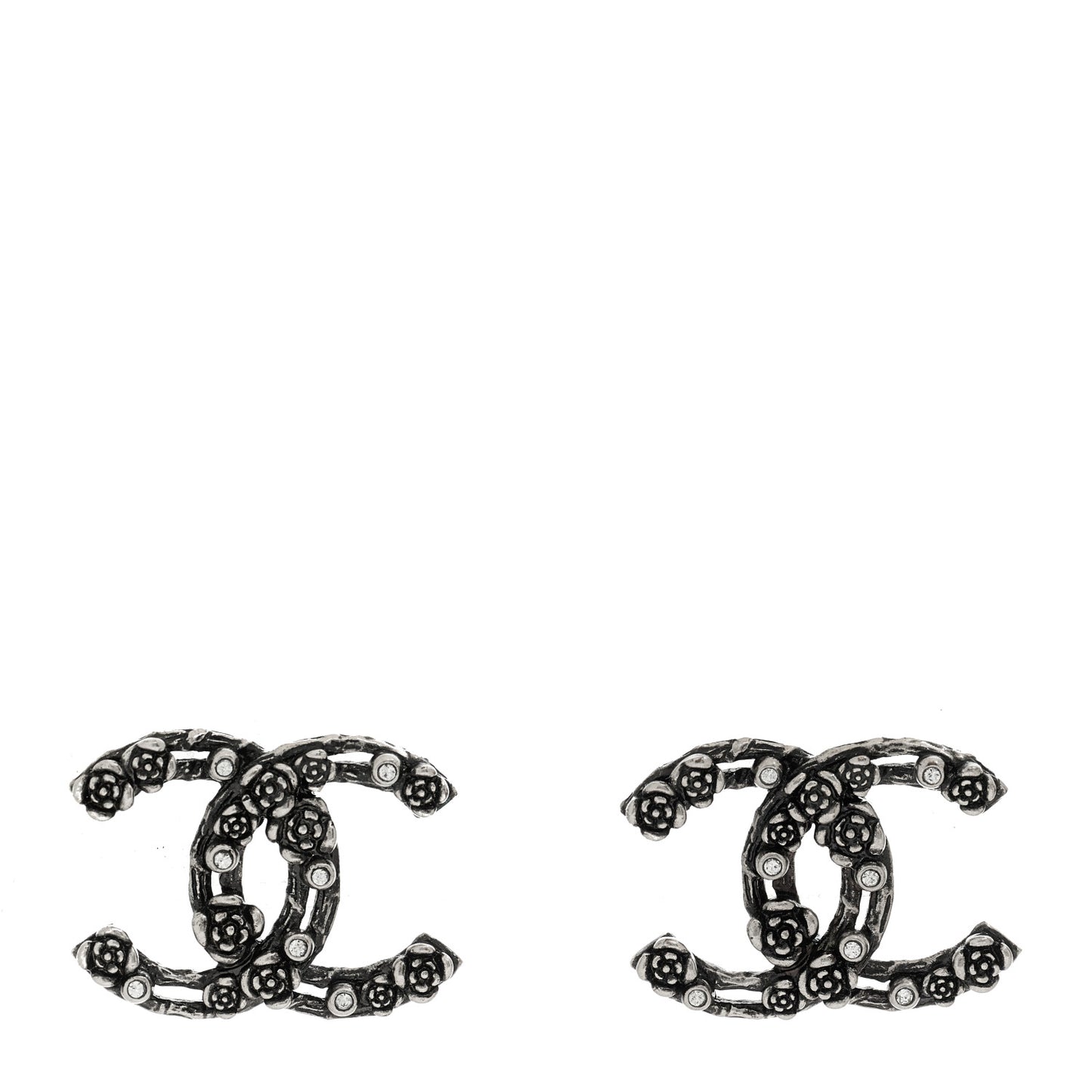 Crystal CC Camellia Earrings Ruthenium