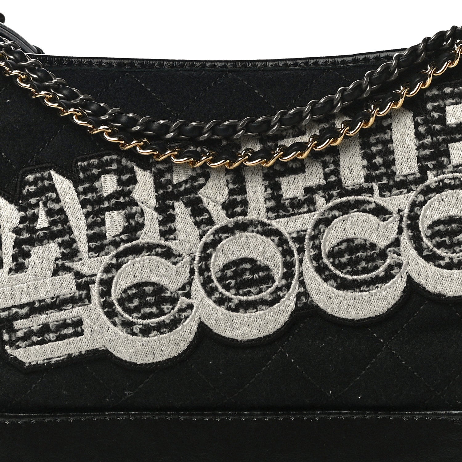 Chanel Wool Calfskin Quilted Medium Gabrielle Hobo Black 10 of 10