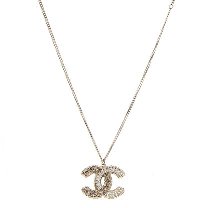 Chanel Crystal Chain CC Necklace Light Gold 1 of 5
