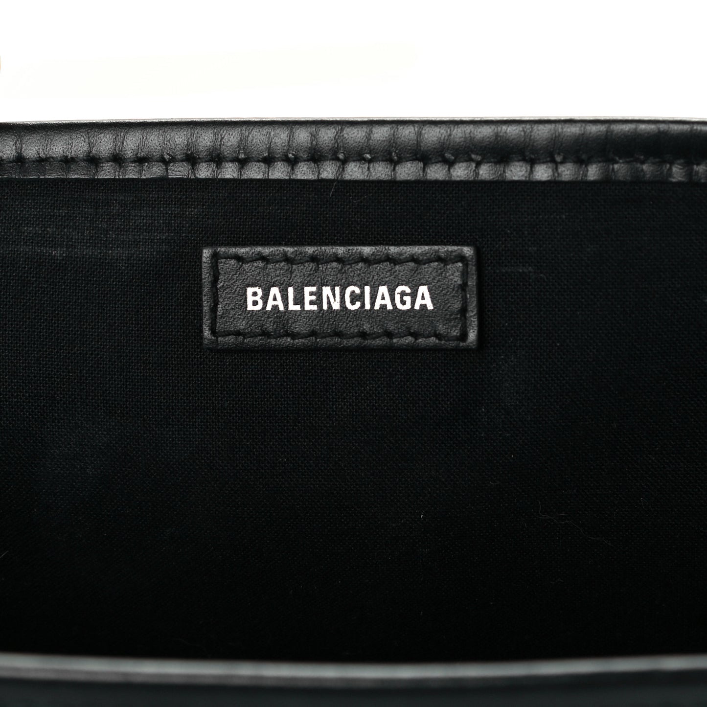 Cotton Canvas Calfskin Logo Print Navy Cabas XS Black White