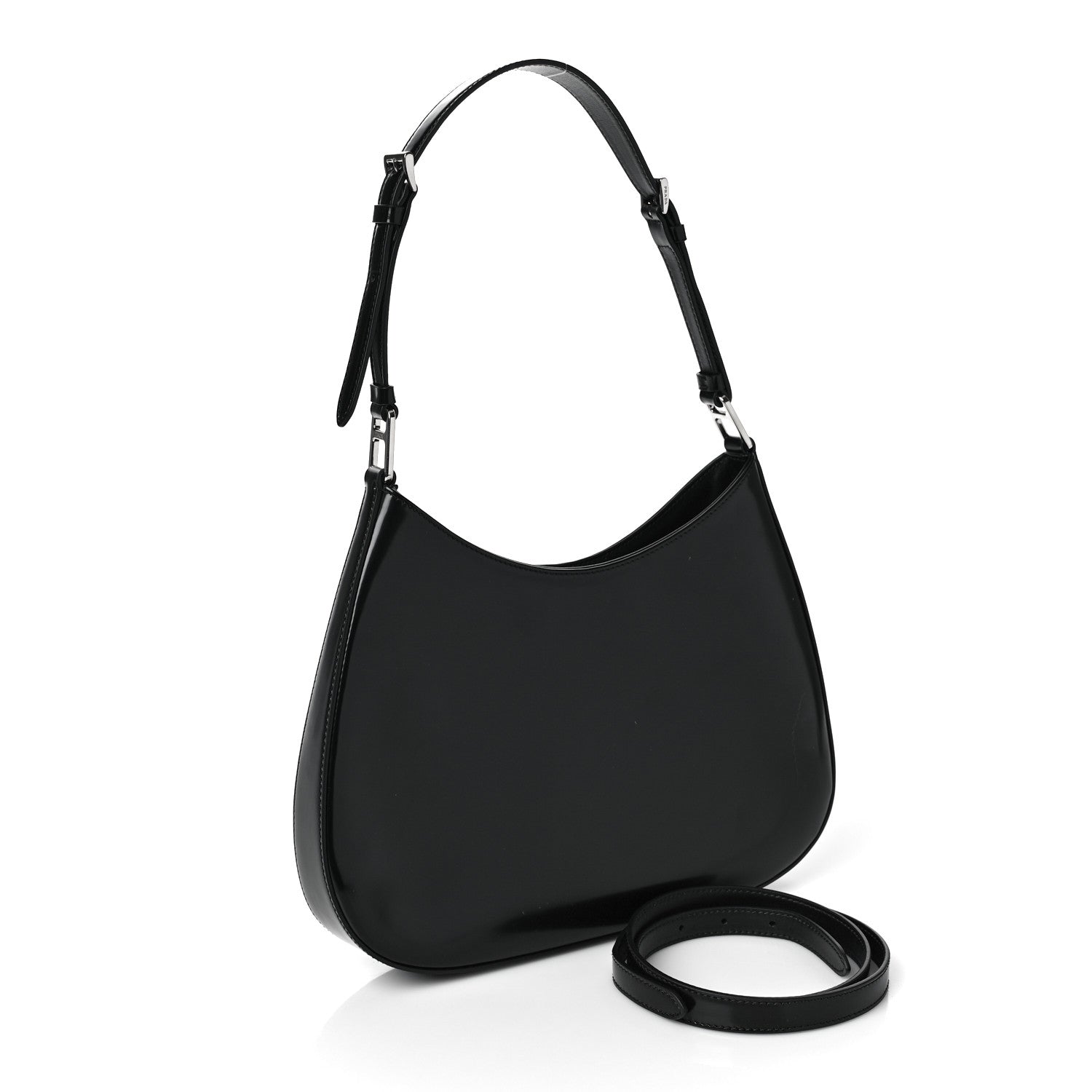 Prada Spazzolato Cleo Adjustable Strap Shoulder Bag Black 4 of 9