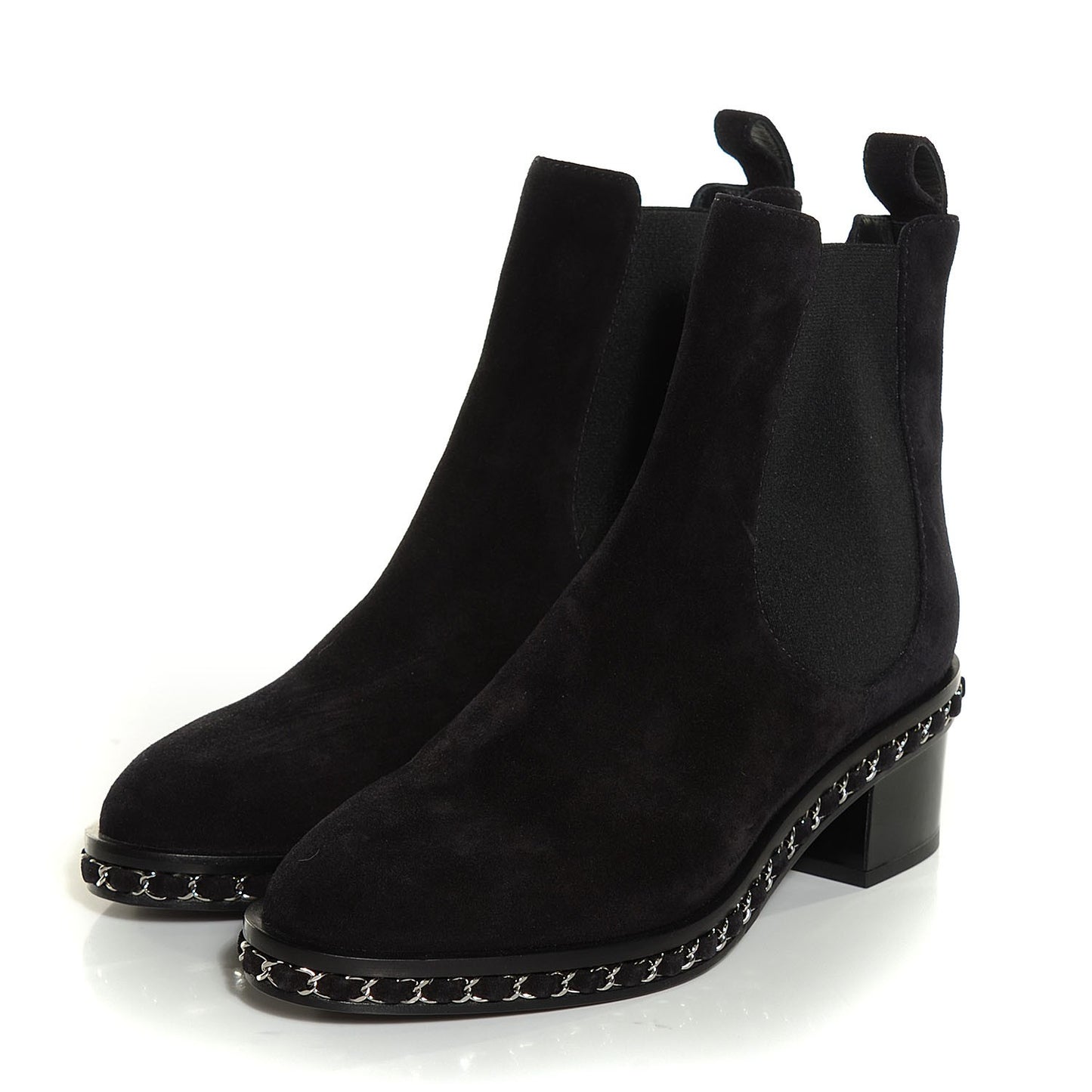 Suede Chain Around Elastic Boots 39 Marron Clair