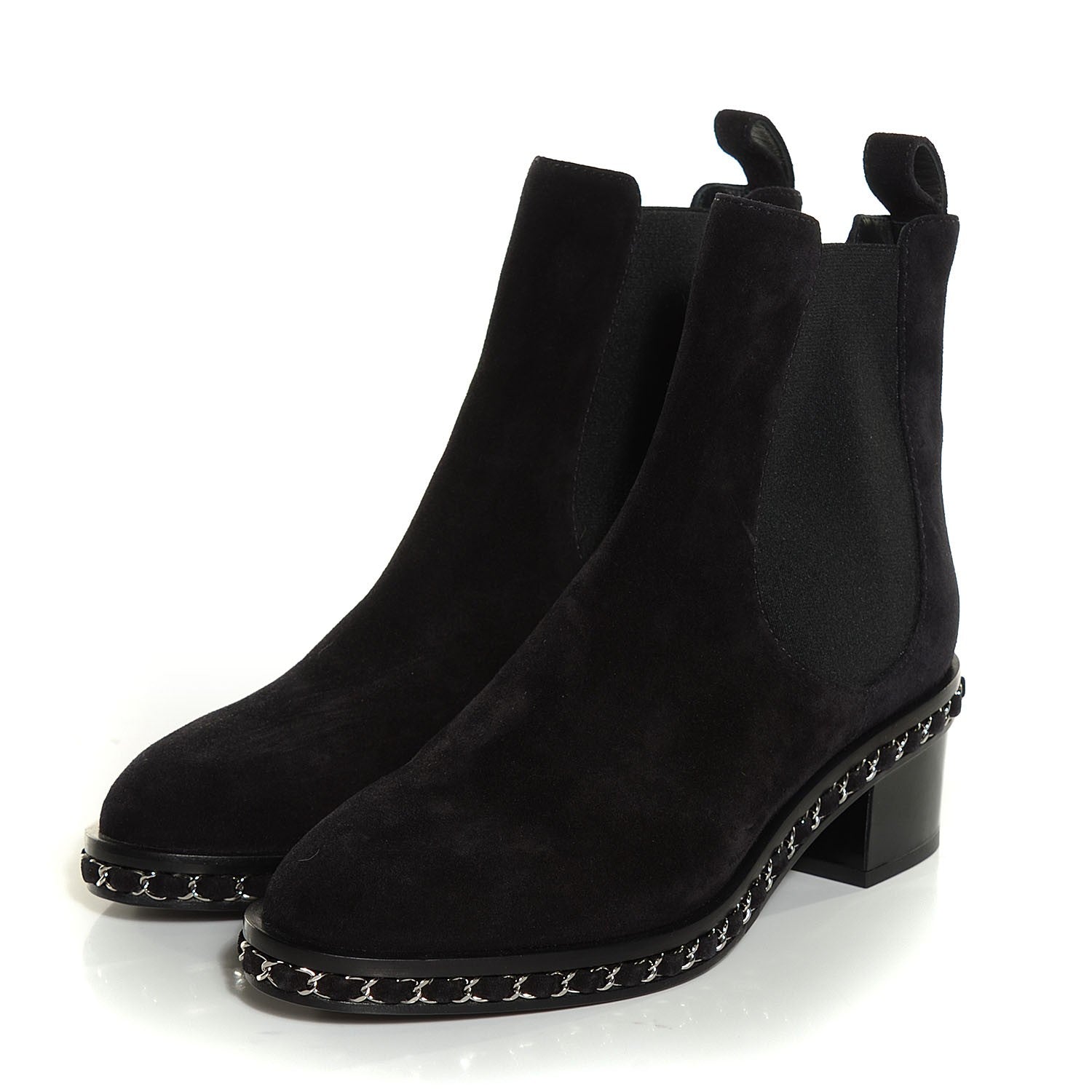 Chanel Suede Chain Around Elastic Boots 39 Marron Clair 3 of 8