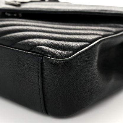 Saint Laurent Sheepskin Matelasse Chevron Monogram Medium College Bag Black 11 of 11