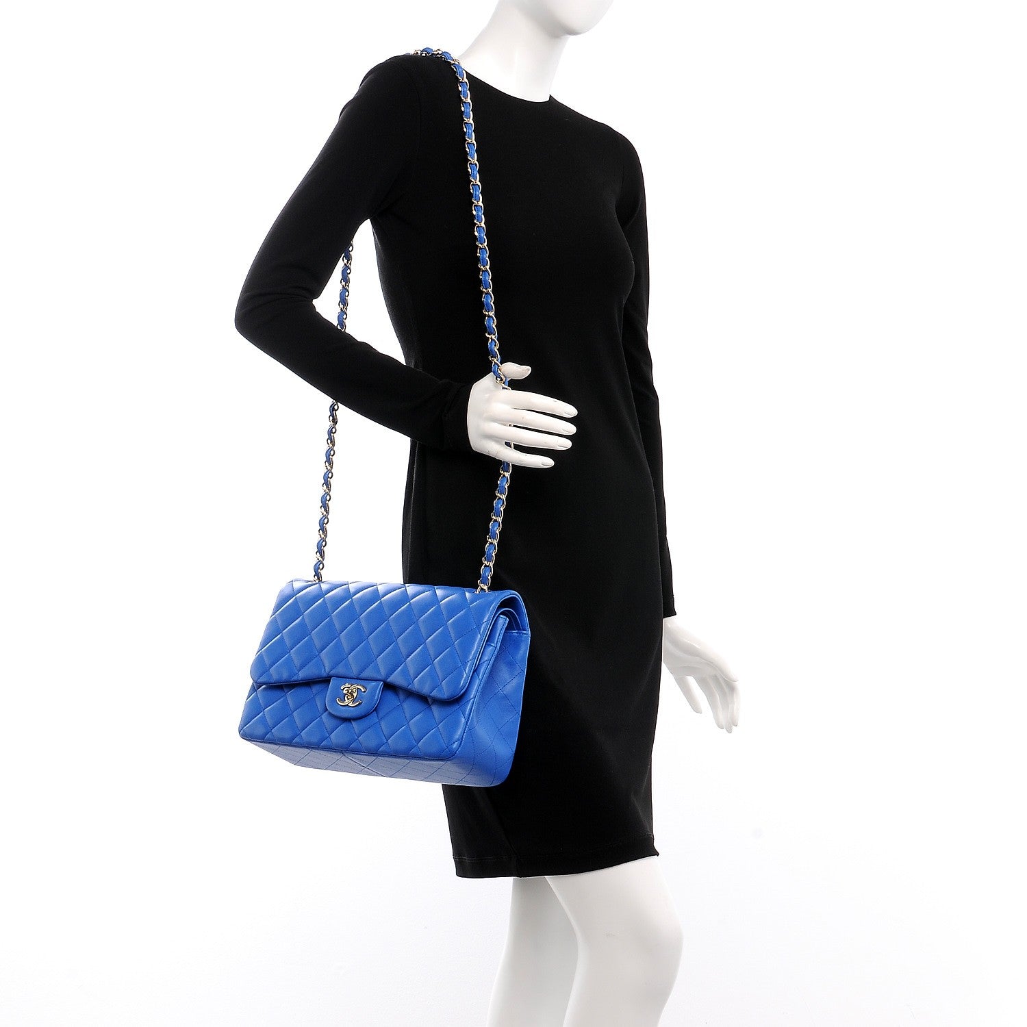 Chanel Lambskin Quilted Jumbo Double Flap Blue 2 of 11