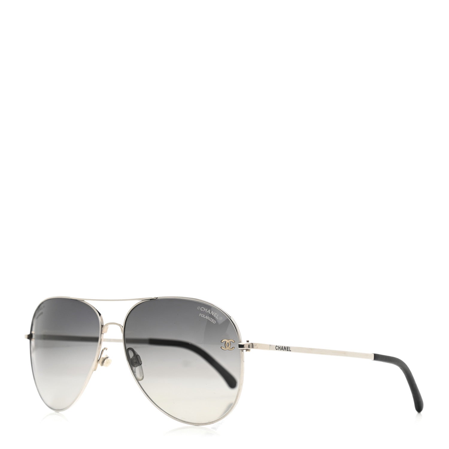Chanel Metal Polarized Aviator CC Sunglasses 4189-T-Q Gold 1 of 9