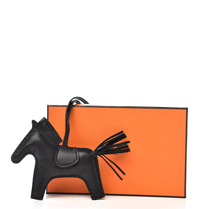 Hermes Milo Lambskin Grigri Rodeo Horse Bag Charm MM So Black 4 of 4