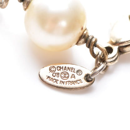 Chanel Pearl Crystal CC Beaded Long Necklace Gold 5 of 6
