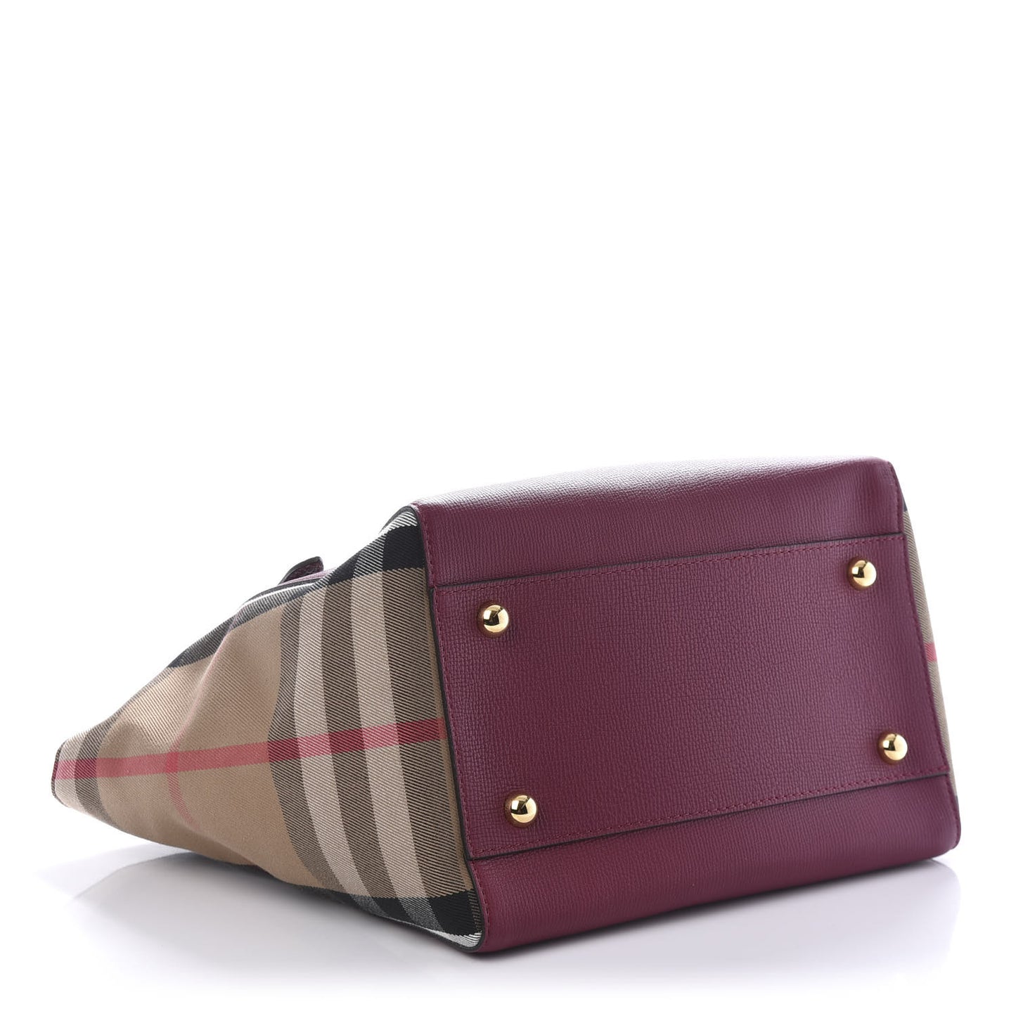 Grainy Calfskin House Check Small Canterbury Tote Berry Pink