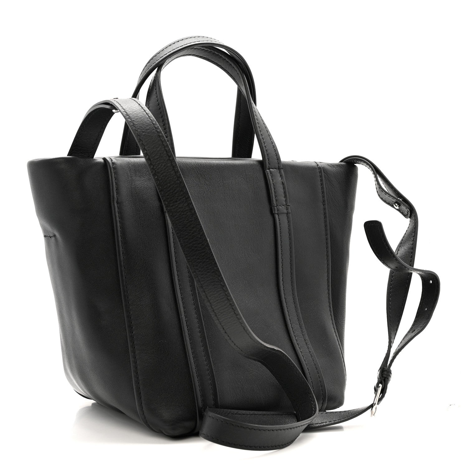 BALENCIAGA カバ Balenciaga Calfskin XS Laundry Cabas Tote Black 1836392 – FASHIONPHILE