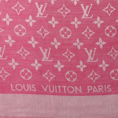 Louis Vuitton Silk Wool Monogram Denim Shawl Pivoine 4 of 5