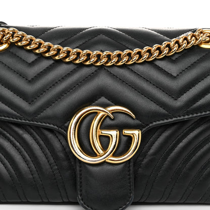 Gucci Calfskin Matelasse Small GG Marmont Shoulder Bag Black 8 of 12