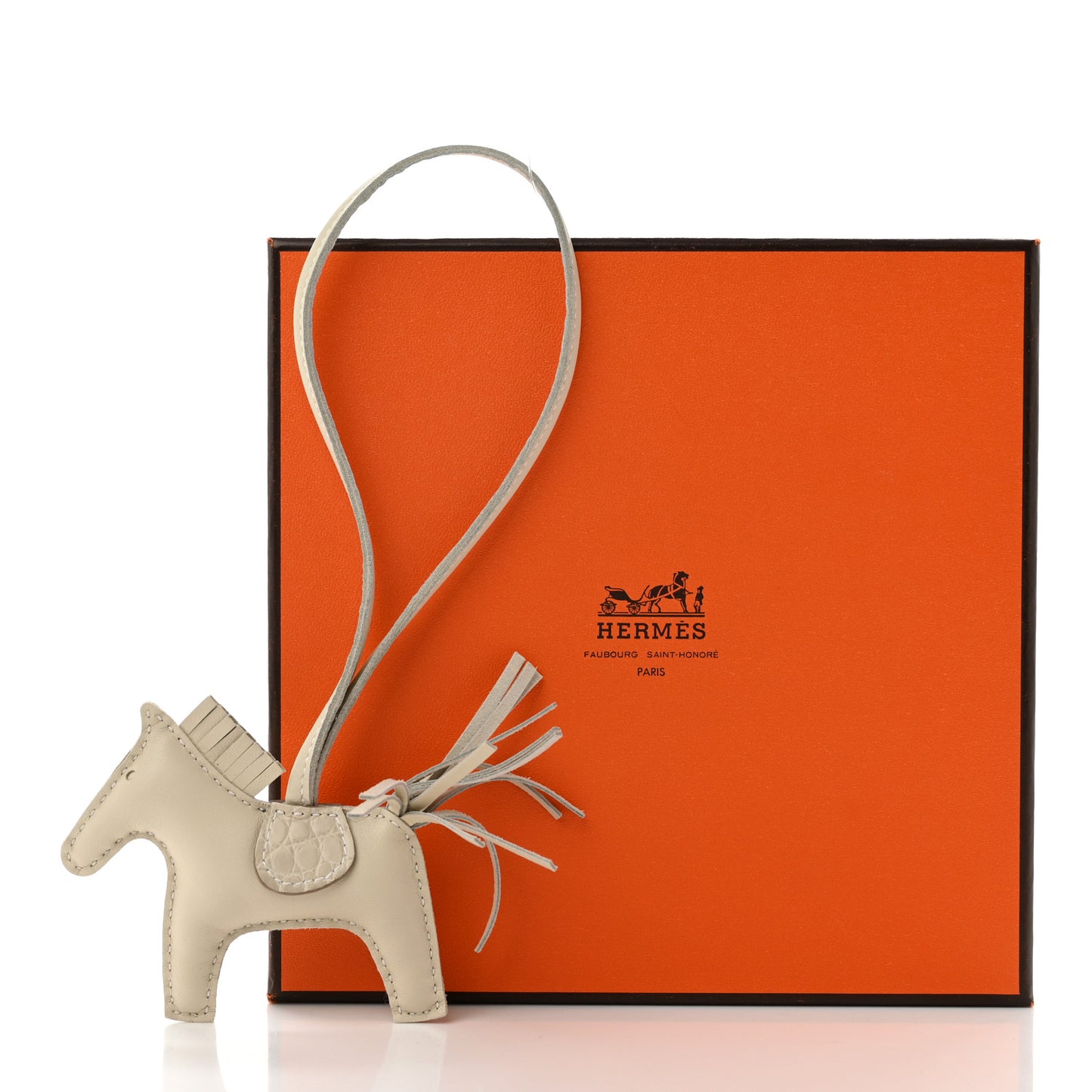 Milo Lambskin Matte Alligator Touch Grigri Rodeo Horse Bag Charm PM Craie Nata Beton