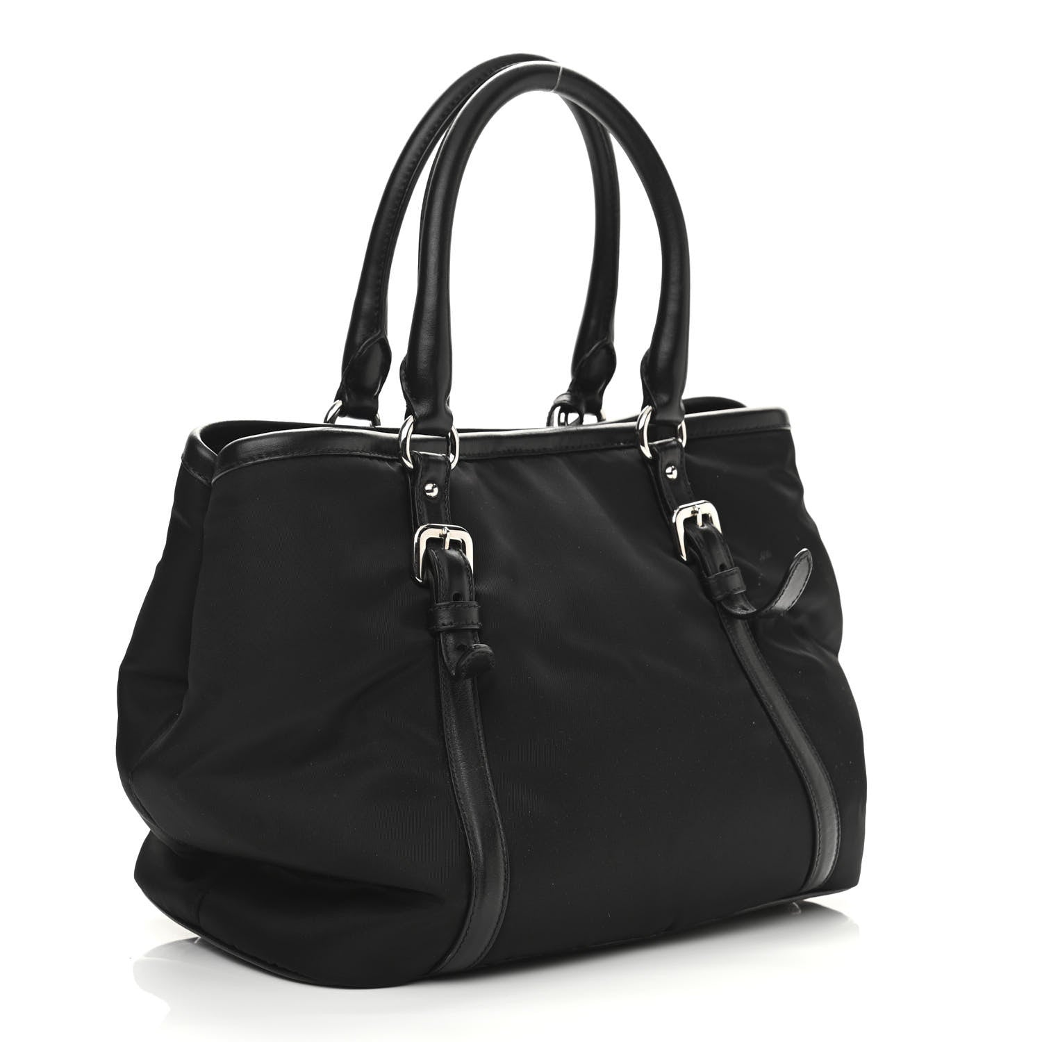 Prada Tessuto Nylon Soft Calf Tote Black 2 of 12