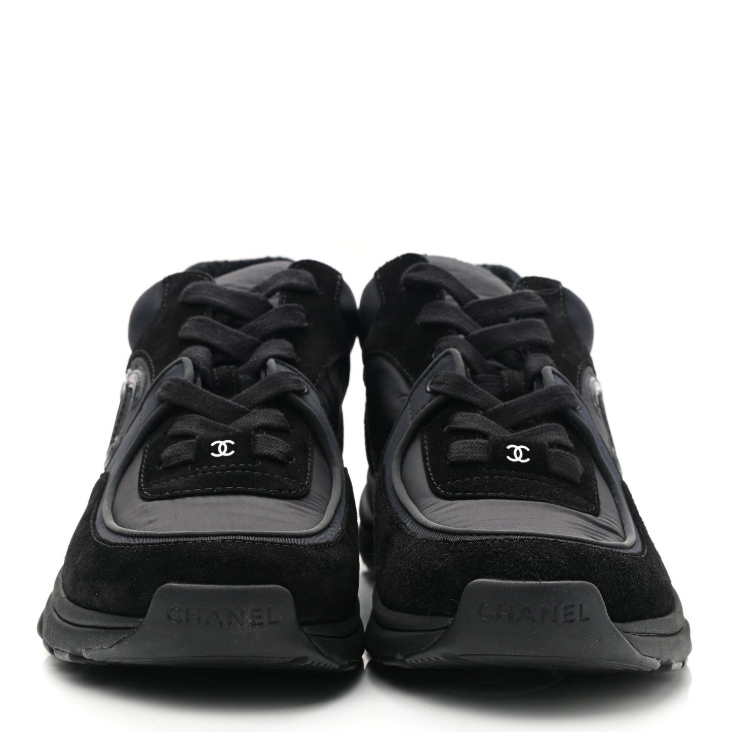 Fabric Calfskin Suede CC Sneakers 38 Black