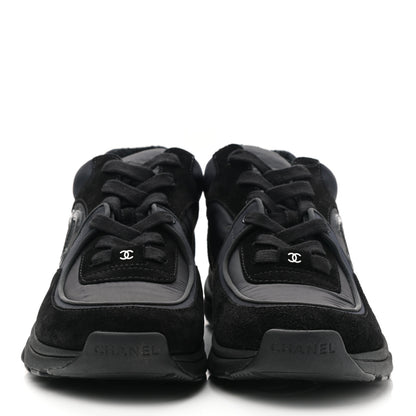 Chanel Fabric Calfskin Suede CC Sneakers 38 Black 2 of 9