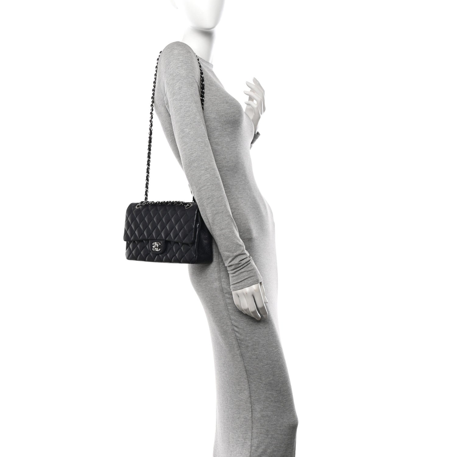 Chanel Caviar Quilted Medium Double Flap Navy 2 of 12