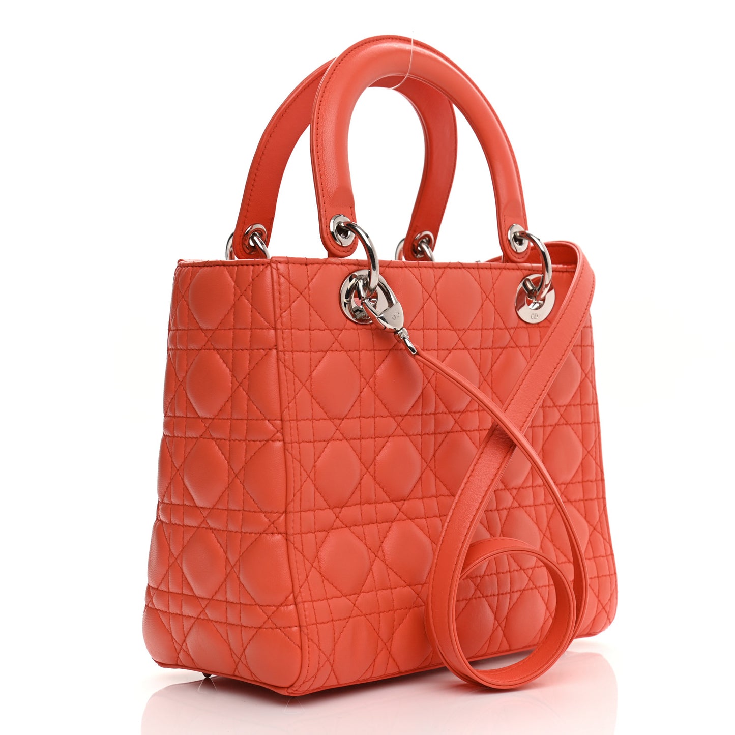 Lambskin Cannage Medium Lady Dior Coral