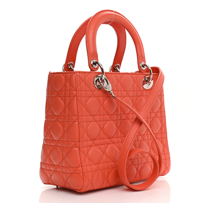 Christian Dior Lambskin Cannage Medium Lady Dior Coral 2 of 10
