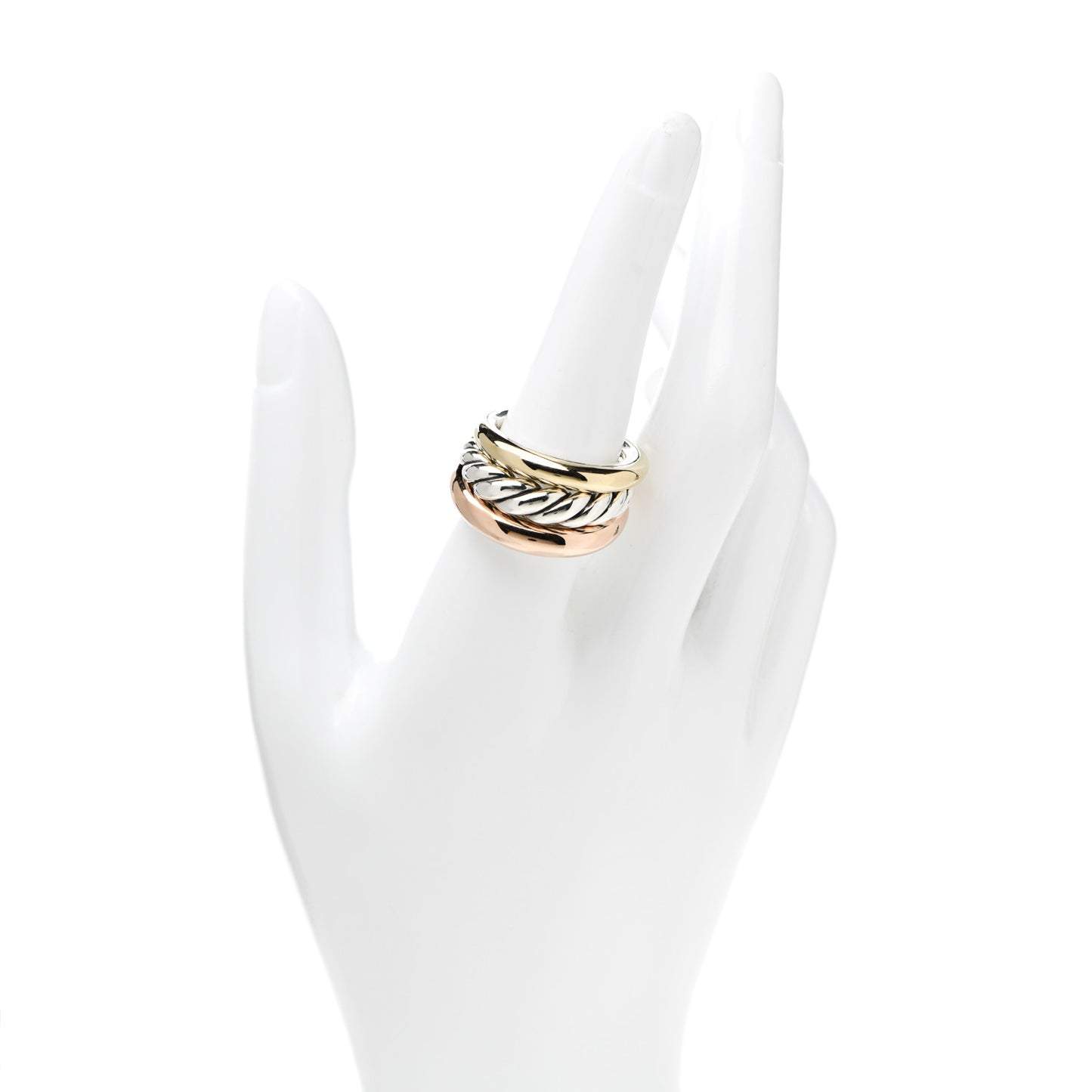 Sterling Silver Bronze Brass Pure Form Three-Row Ring 57 8
