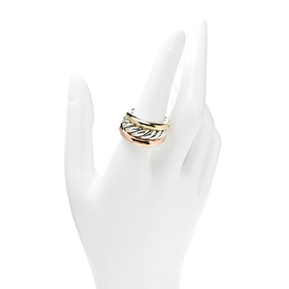 David Yurman Sterling Silver Bronze Brass Pure Form Three-Row Ring 57 8 2 of 4