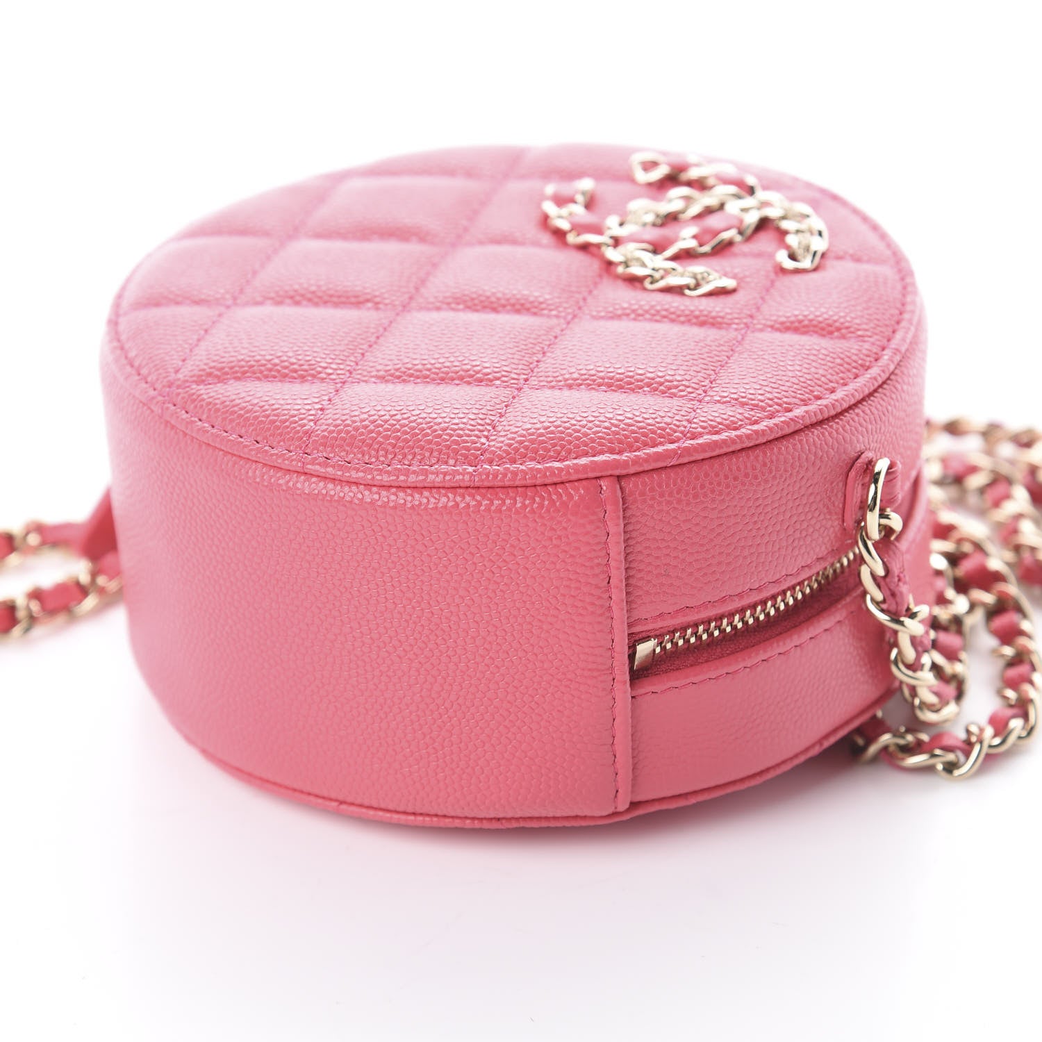 Chanel Caviar Quilted French New Wave Round Clutch With Chain Pink 6 of 7