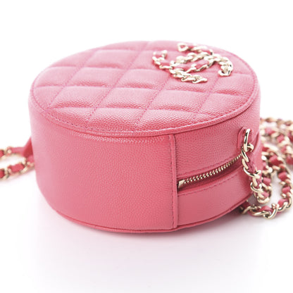 Chanel Caviar Quilted French New Wave Round Clutch With Chain Pink 6 of 7
