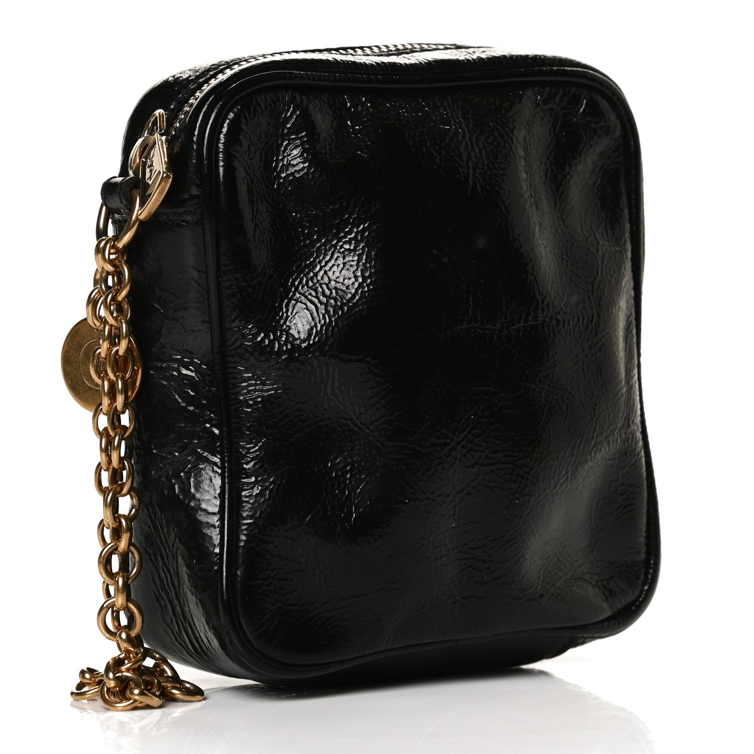 Saint Laurent Textured Patent Monogram Mini Wristlet Black 3 of 12