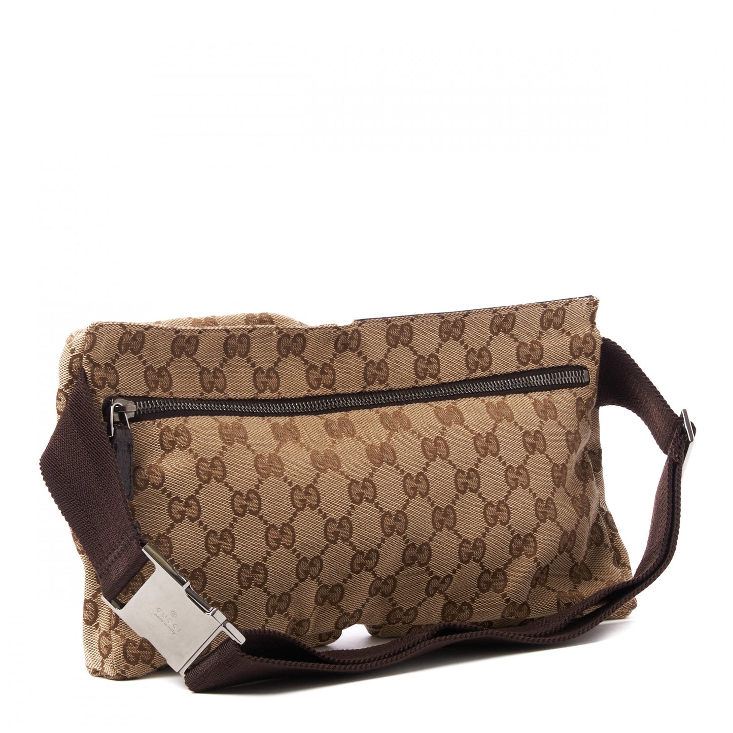 GG Monogram Double Pocket Belt Bag Dark Brown