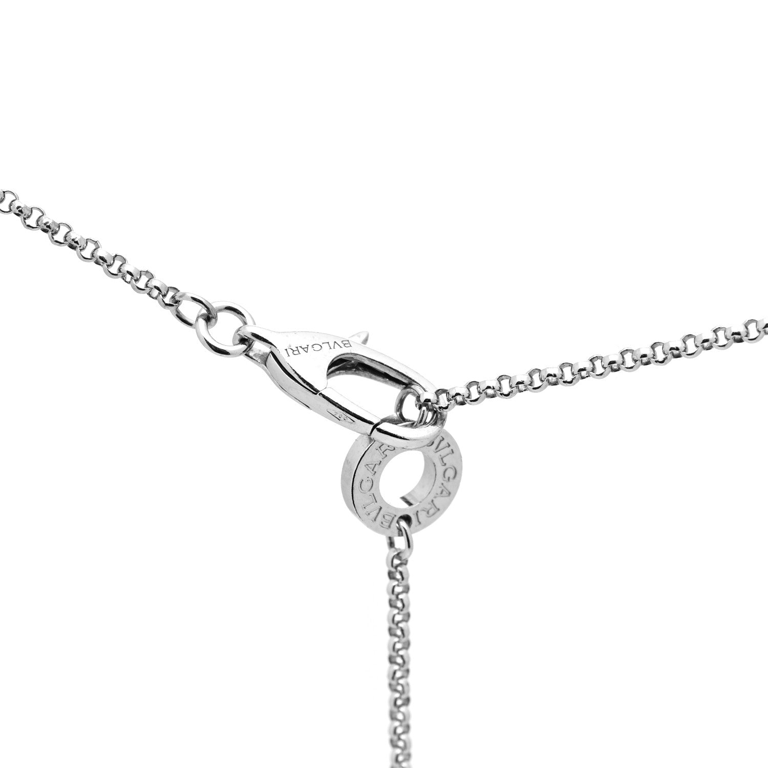 Bulgari 18K White Gold Diamond Small B.Zero1 Pave Pendant Necklace 4 of 4