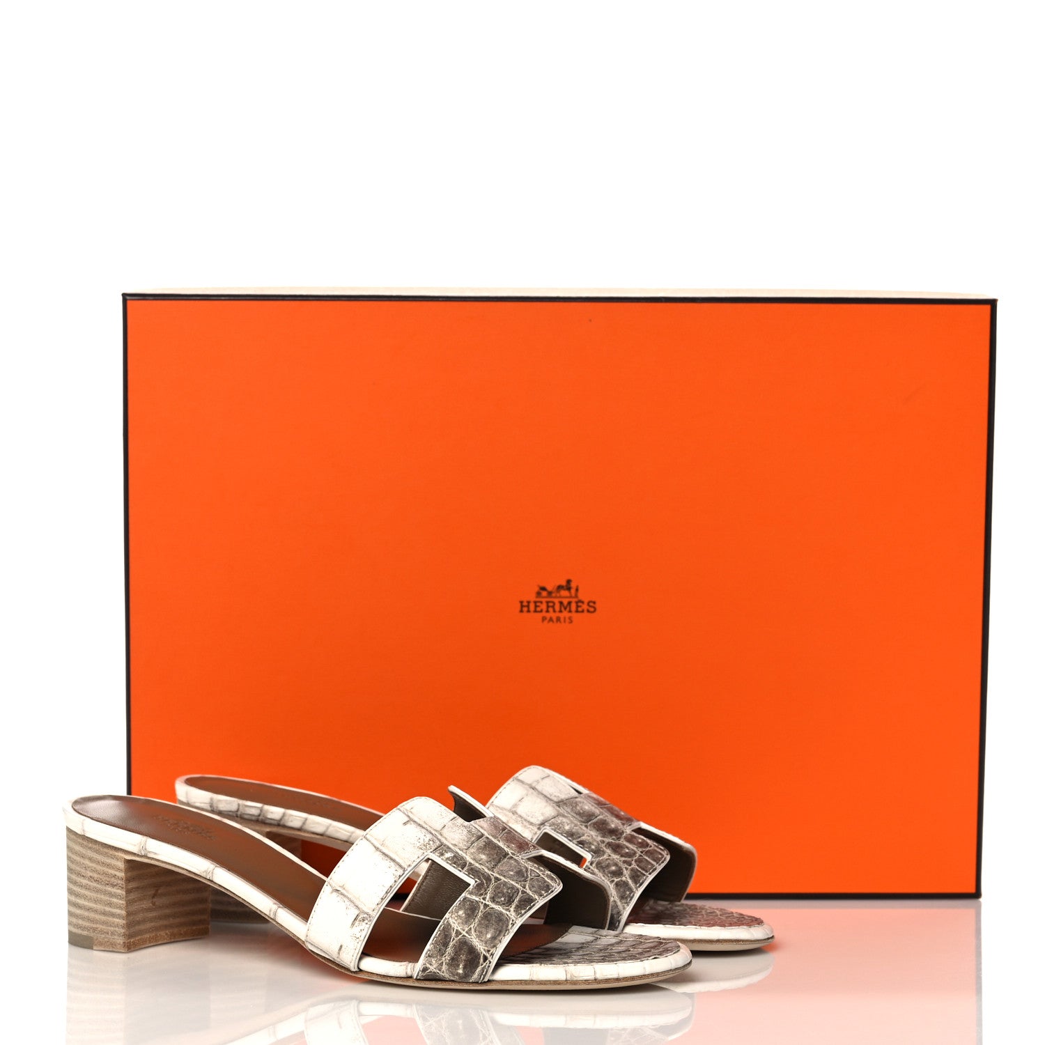 Hermes Matte Niloticus Crocodile Himalaya Oasis Sandals 37.5 White