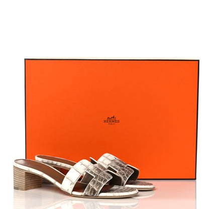 Hermes Matte Niloticus Crocodile Himalaya Oasis Sandals 37.5 White 9 of 9