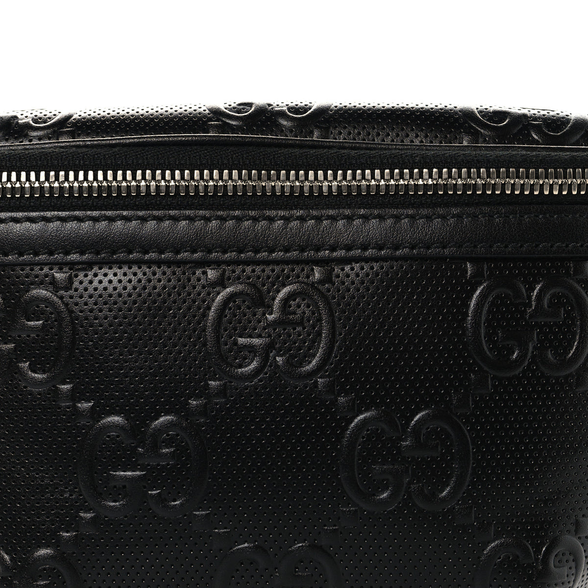 Calfskin GG Tennis Embossed Belt Bag Black