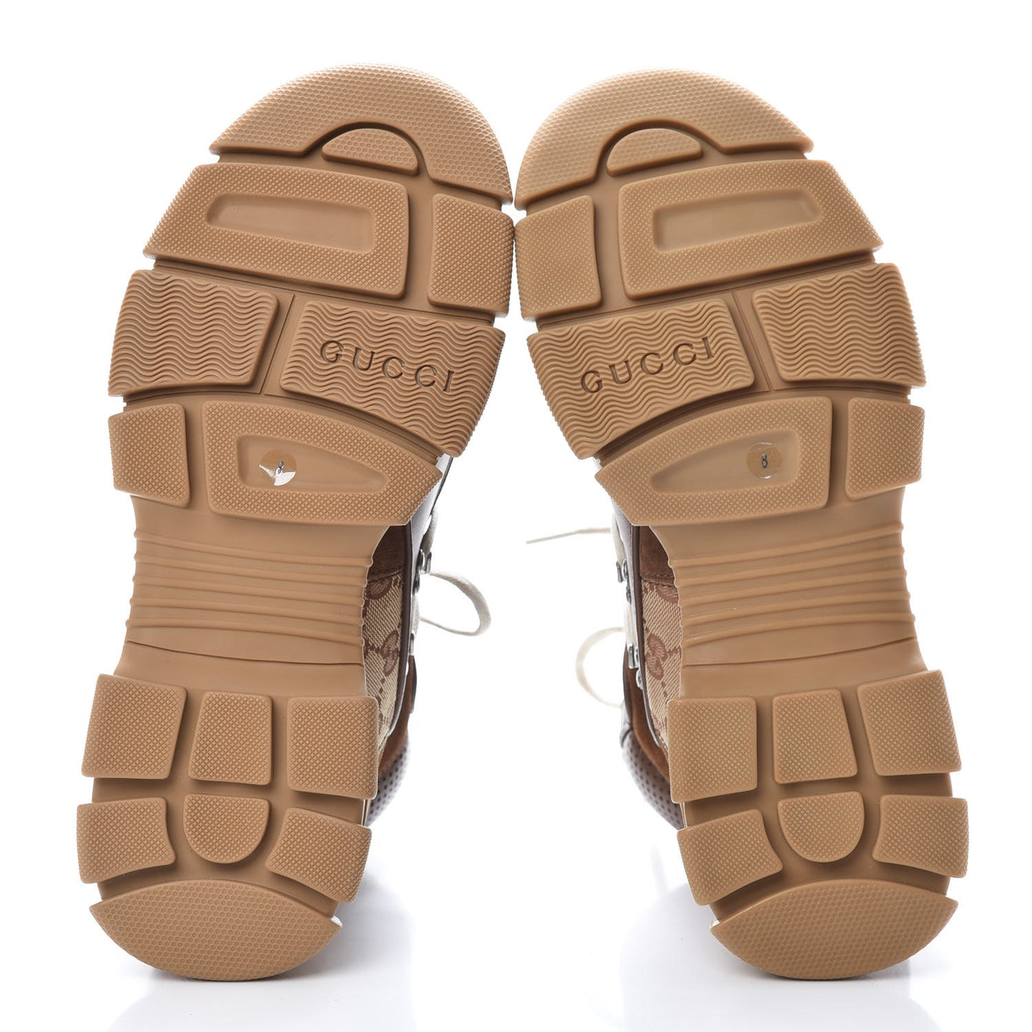X SEGA Suede Shearling Calfskin GG Monogram Mens Flashtrek High-Top Sneakers 8 New Cuir Beige Ruggine