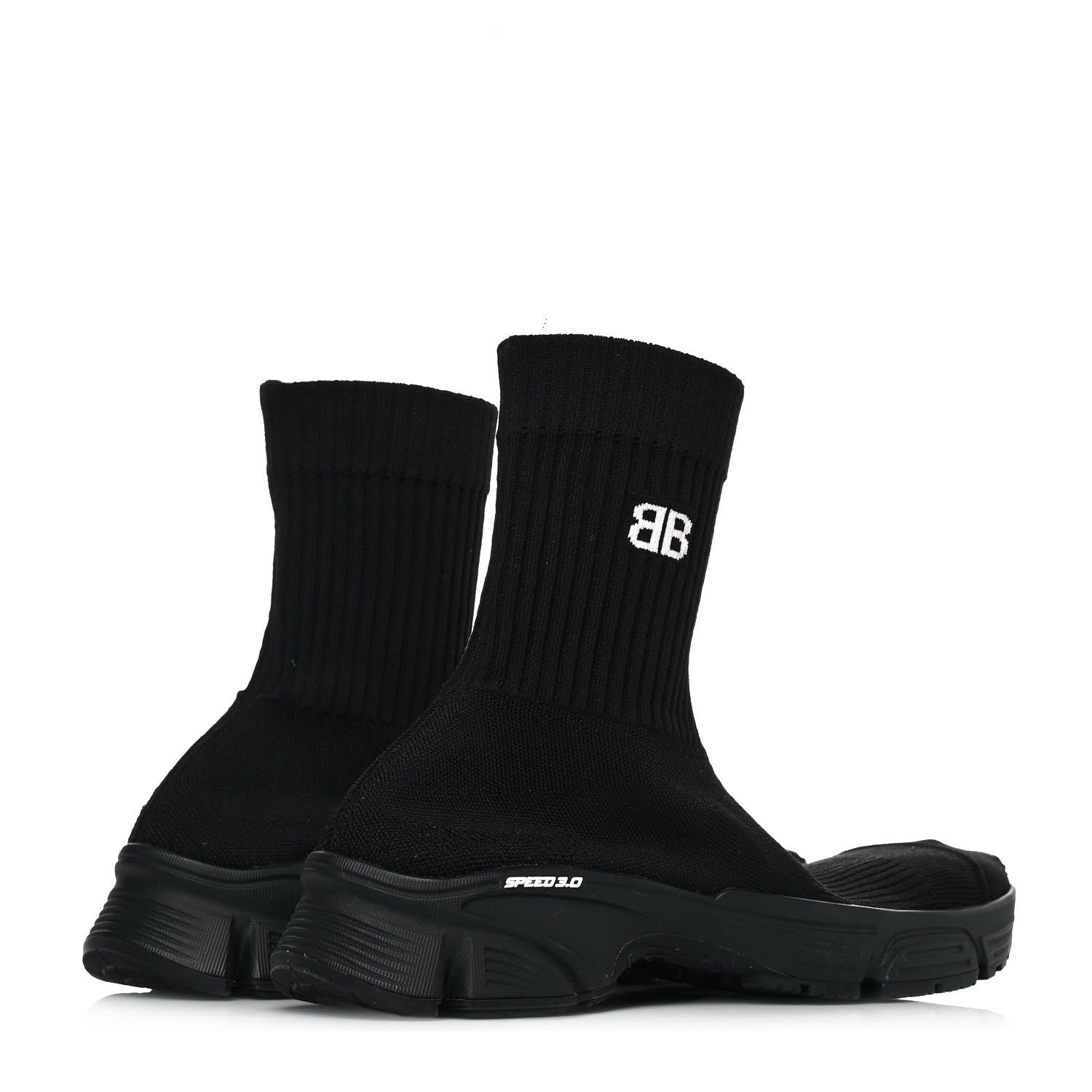 Balenciaga Technical Ribbed 3D Recycled Knit Womens Speed 3.0 Sneakers 37 Monocolor Black 4 of 7