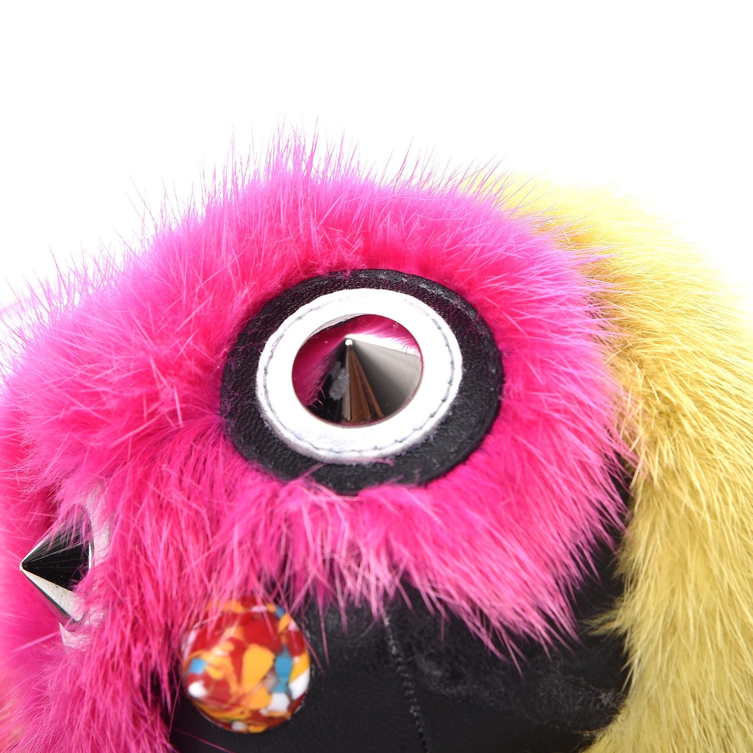 Fendi Mink Goat Fur Nappa QuTweet Coolibri Bag Bug Charm Verde Acido Fuxia Multicolor Black 4 of 6
