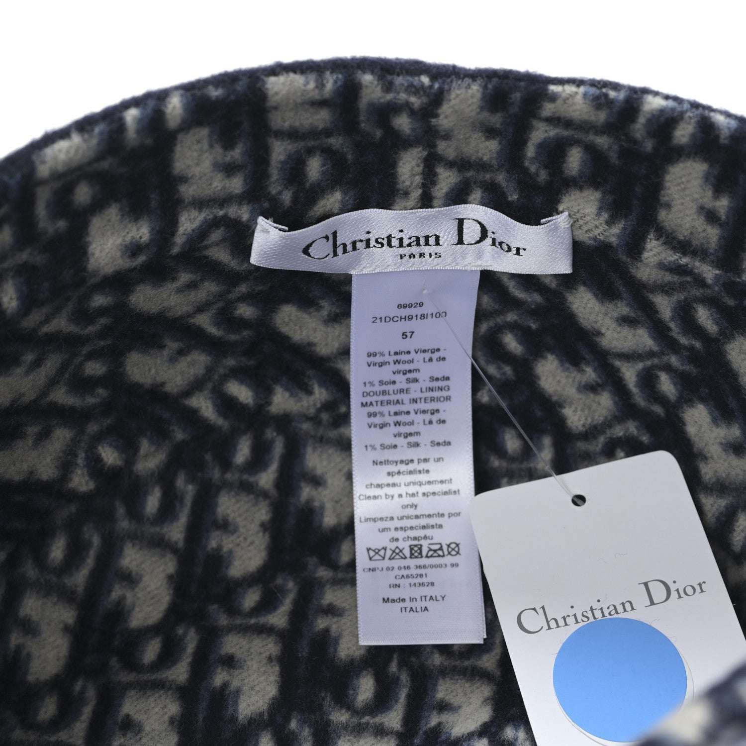 Christian Dior Wool Oblique Reversible Chic Cap 57 Blue 8 of 8