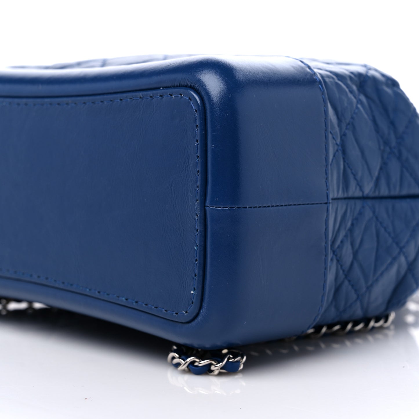 Aged Calfskin Quilted Gabrielle Backpack Blue