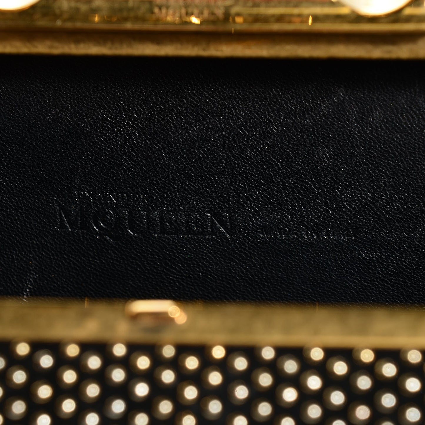 Calfskin Studded Skull Knuckle Box Clutch Black