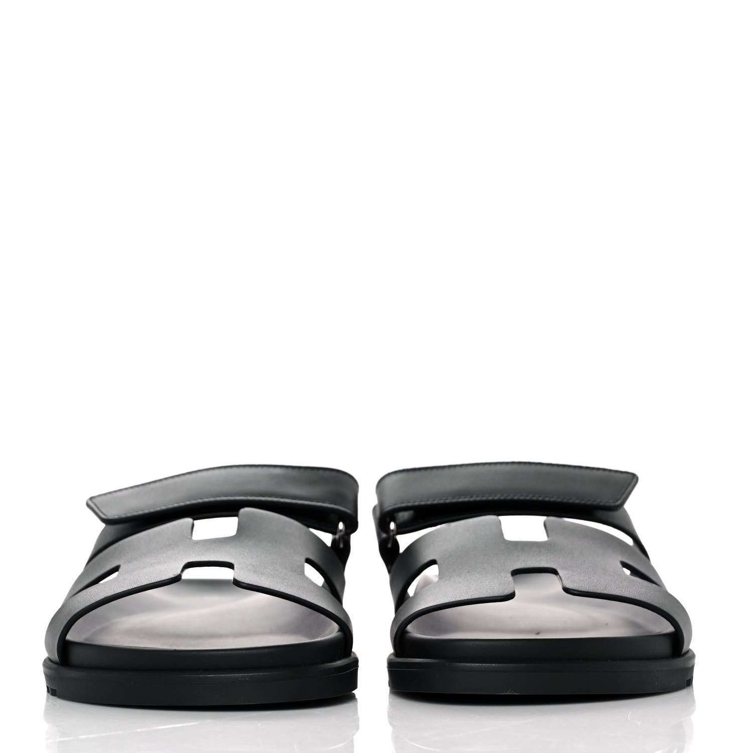 Hermes Calfskin Womens Chypre Sandals 40.5 Black 2 of 9