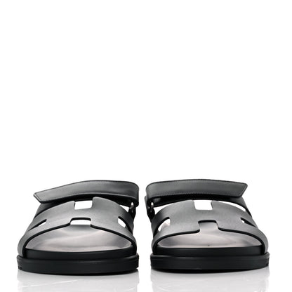 Hermes Calfskin Womens Chypre Sandals 40.5 Black 2 of 9