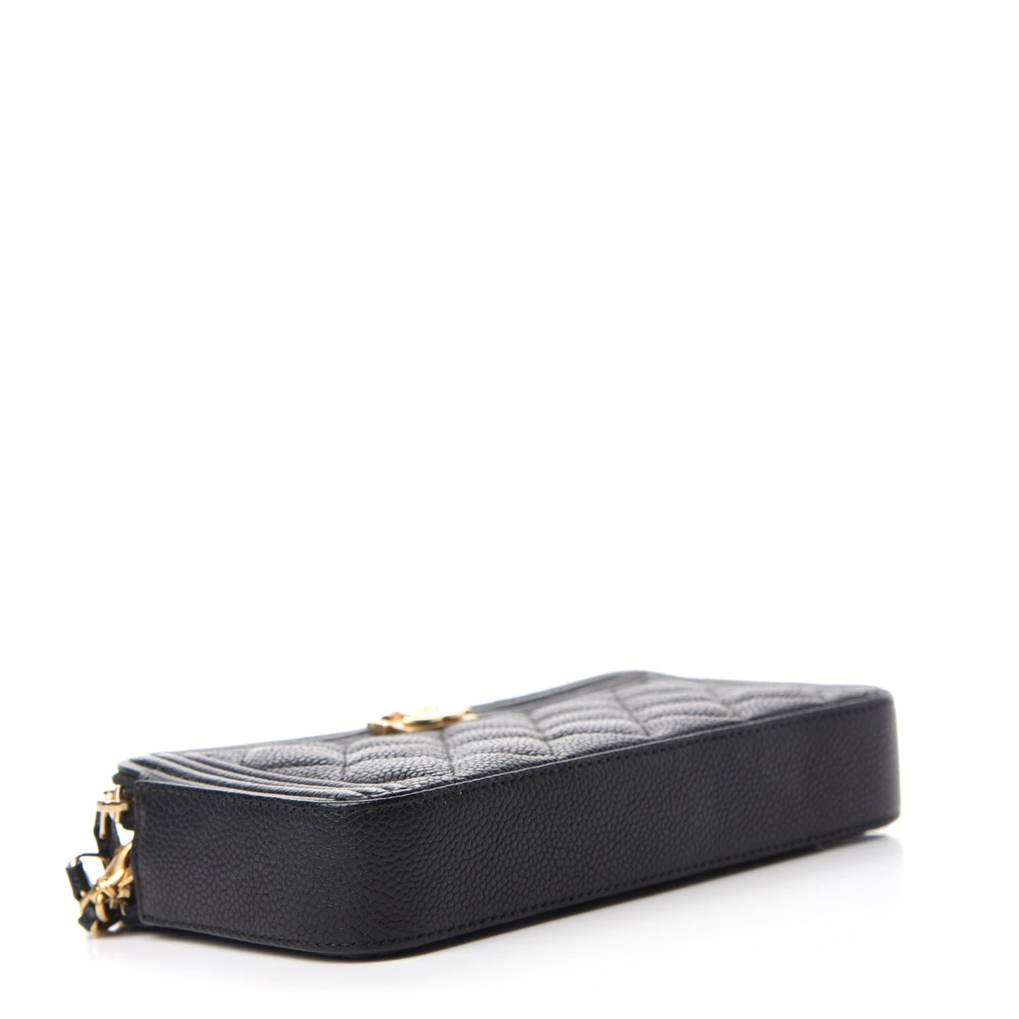 Caviar Quilted Small Boy Clutch With Chain Black