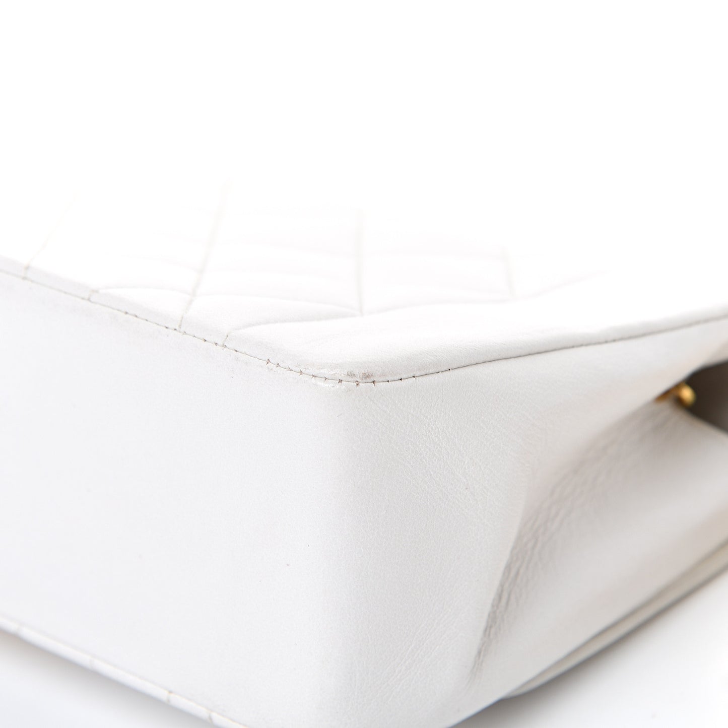 Lambskin Quilted Small Single Flap White