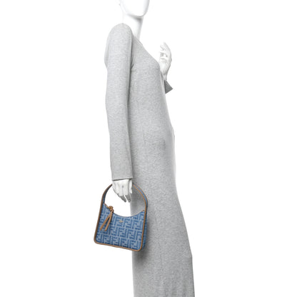 Fendi Denim Jacquard Vitello Grace FF 1974 Mini Fendessence Shoulder Bag Denim Sand 2 of 10
