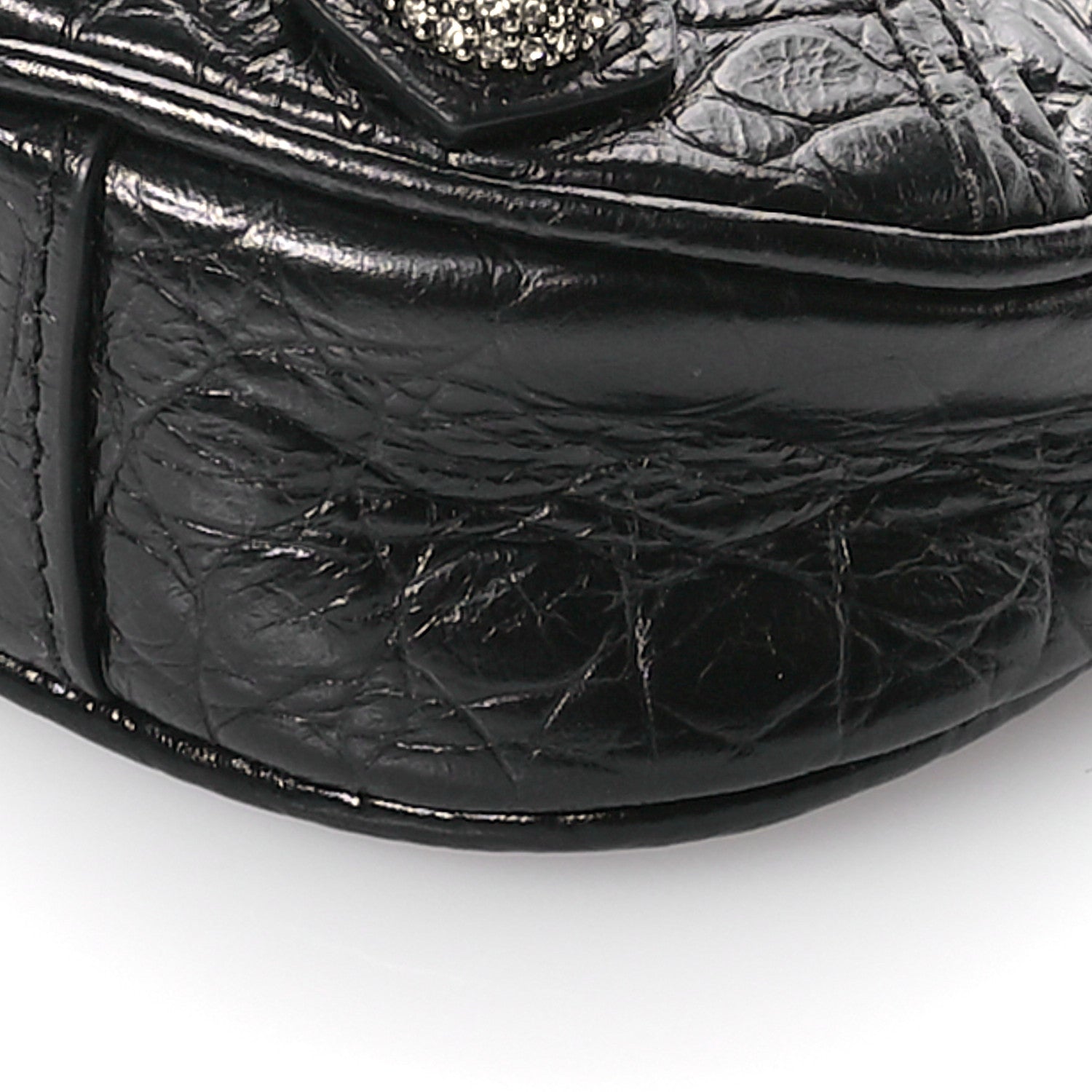 Balenciaga Extra Supple Calfskin Crocodile Embossed Crystal Le Cagole Mini Purse With Chain Black 10 of 10
